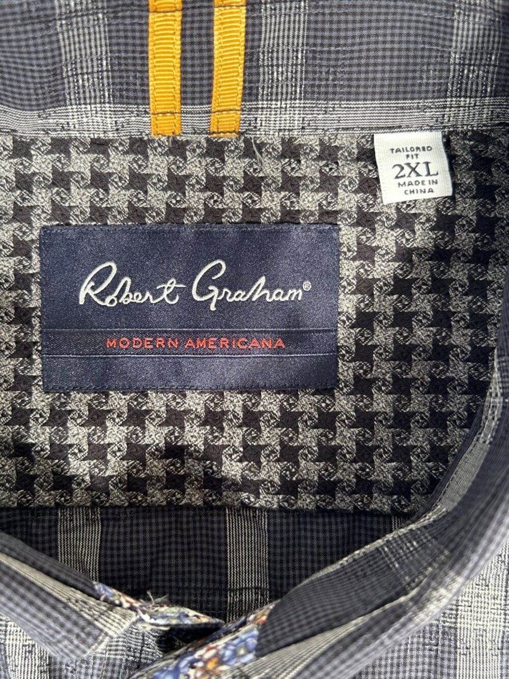 Robert Graham Men's 2XL Plaid Button Down Shirt Long Sleeve Charcoal Gray Black - Picture 5 of 7